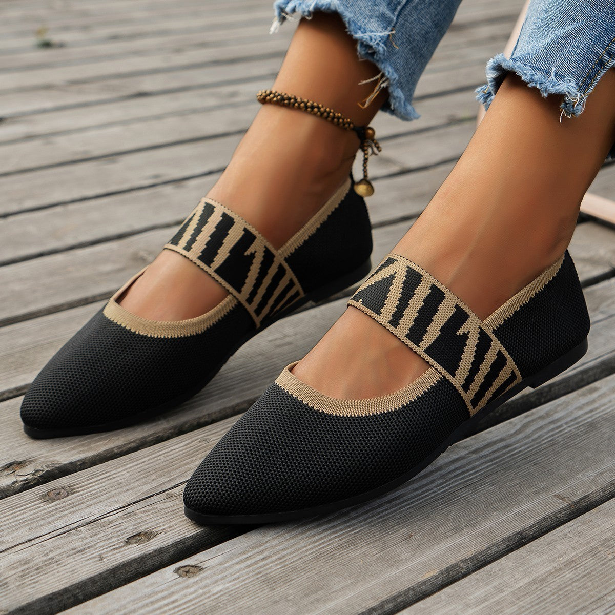 Striped Flats Shoes Fashion Casual Pointed Toe Loafers Lazy Shoes For Women A&S Collection