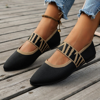 Striped Flats Shoes Fashion Casual Pointed Toe Loafers Lazy Shoes For Women A&S Collection