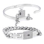 Special Day titanium steel love lock set: matching projection lock bracelet and key necklace for lovers A&S Collection