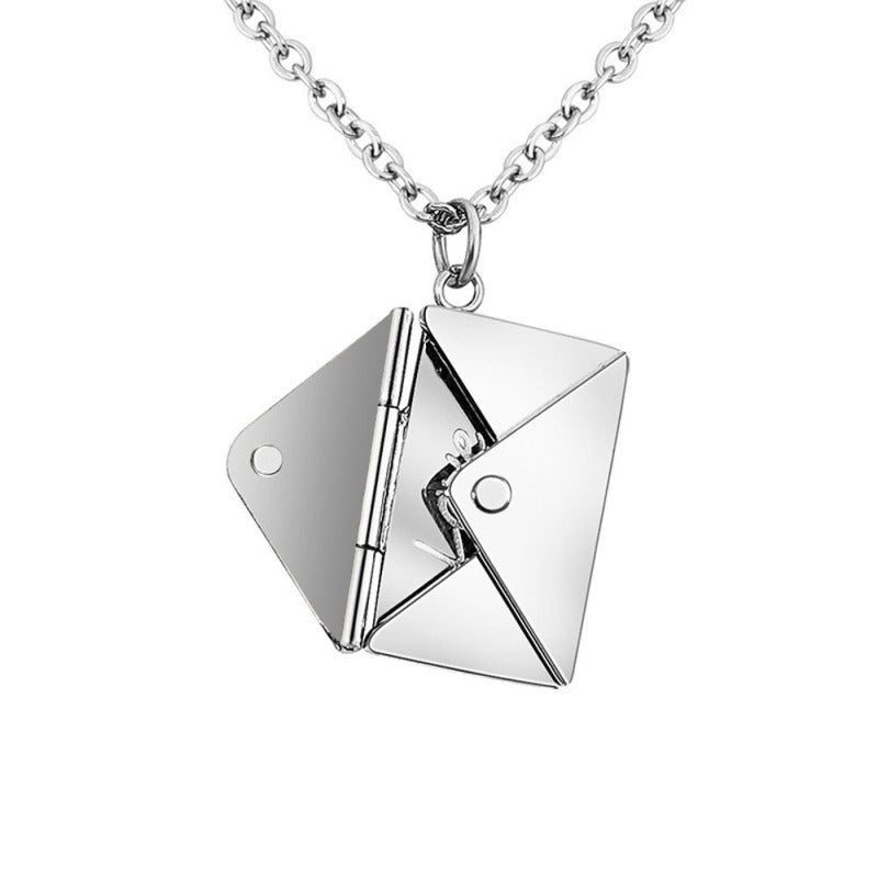 Artistic Envelope Charm Necklace: Stainless Steel, Commemorative, Stylish Design A&S Collection