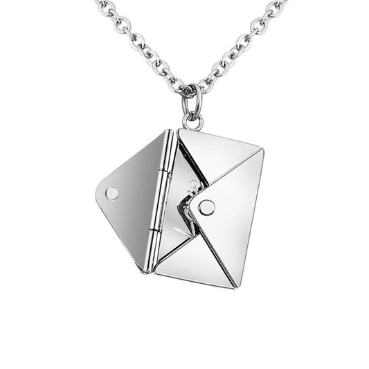 Artistic Envelope Charm Necklace: Stainless Steel, Commemorative, Stylish Design A&S Collection