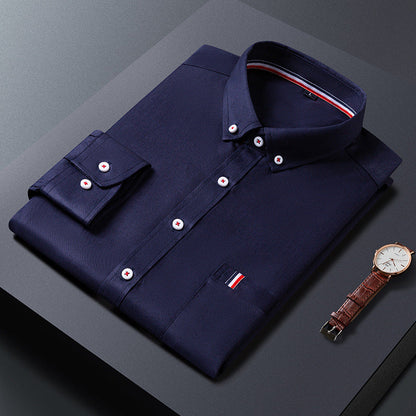 Men's long-sleeved shirt Korean version trend slim youth white shirt men's pointed neck inch shirt A&S Collection