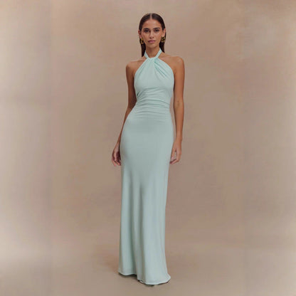 Ins Bodycon Halter Dress Sexy Backless Slim Fit Waist Slimming Maxi Dresses Prom Party Club Clothing For Women A&S Collection