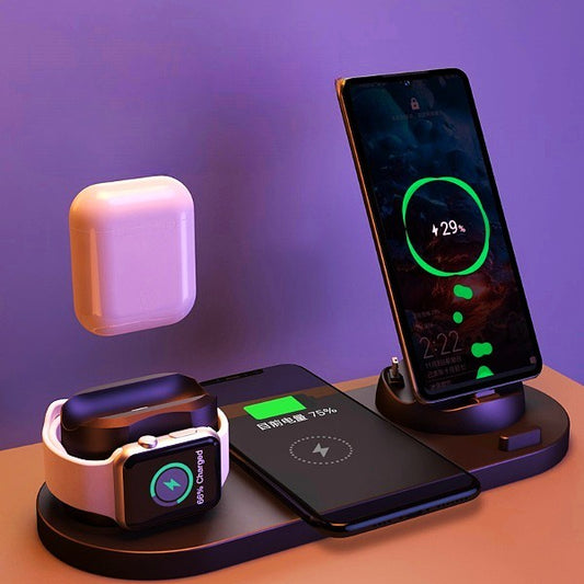 Wireless Charger For IPhone Fast Charger For Phone Fast Charging Pad For Phone Watch 6 In 1 Charging Dock Station A&S Collection