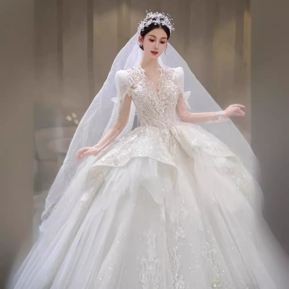 Bride Main Yarn Long Sleeve Heavy Industry Trailing French Retro Advanced A&S Collection