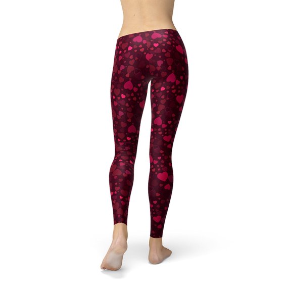 Hearts on Hearts Red Leggings Maroon Sooty