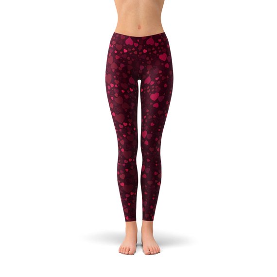 Hearts on Hearts Red Leggings Maroon Sooty