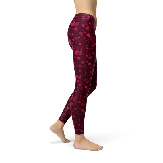 Hearts on Hearts Red Leggings Maroon Sooty