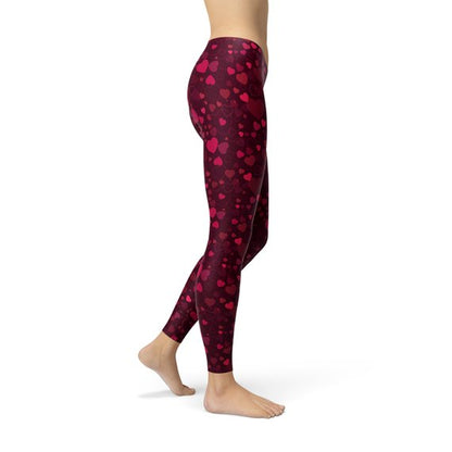 Hearts on Hearts Red Leggings Maroon Sooty