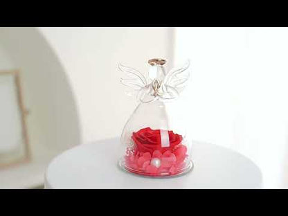Eternal Flower Gift Box Angel Glass Cover Dried Rose Gift Box For Christmas New Year Valentine's Day Home Decor