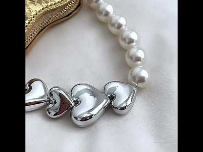Mini Love-shape Pearls Handbag Fashion Cute Chain Lipstick Bag Women's Bright Candy Color Shoulder Messenger Bag