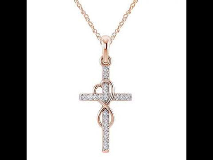 Stunning Alloy Pendant Necklace: Featuring Sparkling Diamonds and an Elegant Infinity Cross Design – Perfect for Adding Timeless Grace to Your Style