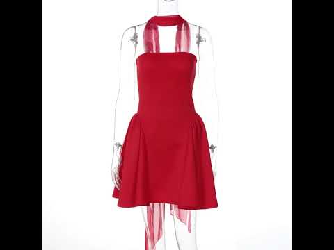 Sexy Tube Top Dress With Back Zipper Design Ins Fashion Short Dress For Party Clothing Women