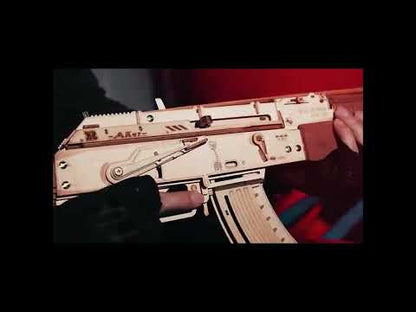 Robotime Rokr Automatic Rifle AK-47 3D Wooden Assembly Gun Double Firing Modes Funny DIY Toys For Kids Adults Justice Guar LQ901