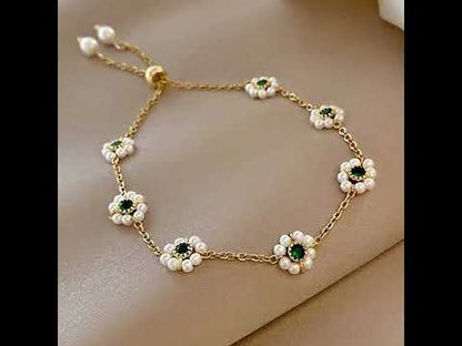 Pearl Flowers Bracelet All-match Fashion Adjustable Chain Bracelet