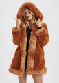 Womens Hooded Faux Fur Collar Coat Yellow Pandora